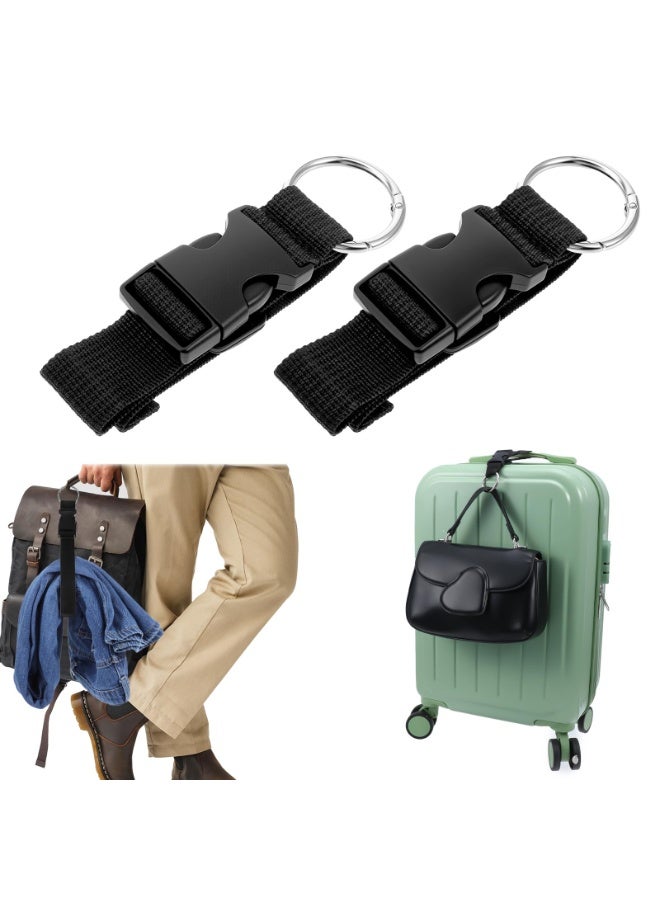 2 PCS Suitcase Strap, Adjustable Luggage Straps to Connect Two Suitcases, Travle Belt with J Hook for Carry on Extra Backpack, Travel Attachment Accessories for Connecting Your Luggage Jacket (Black) - Image 1